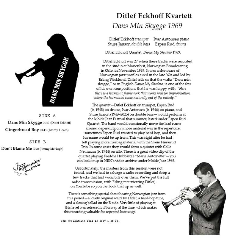 Ditlef Eckhoff Quartet <br>Dance my Shadow 1969 <br> Lathe 10 inch - Image 2