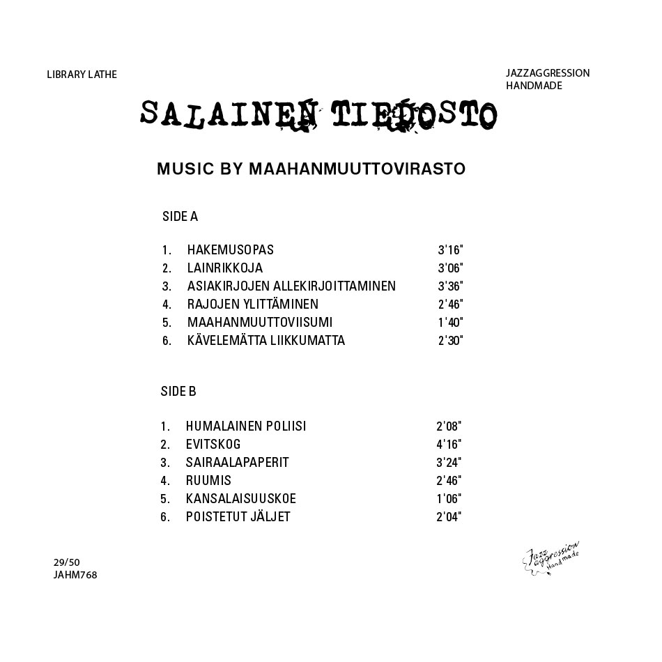 Maahanmuuttovirasto <br> Salainen Tiedosto <br> Library Lathe LP - Image 2